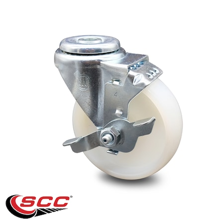 Service Caster 4 Inch Nylon Wheel Swivel Bolt Hole Caster with Brake SCC-BH20S414-NYS-TLB